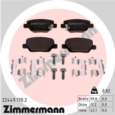Bromsbeläggsats, Bakaxel Zimmermann 22449.170.2 ZIMMERMANN