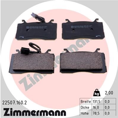Bromsbeläggsats, Framaxel Zimmermann 22507.160.2 ZIMMERMANN