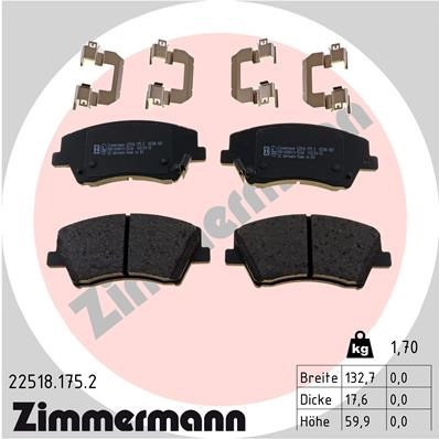 Bromsbeläggsats, Framaxel Zimmermann 22518.175.2 ZIMMERMANN