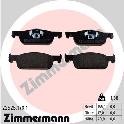 Bromsbeläggsats, Framaxel Zimmermann 22525.170.1 ZIMMERMANN