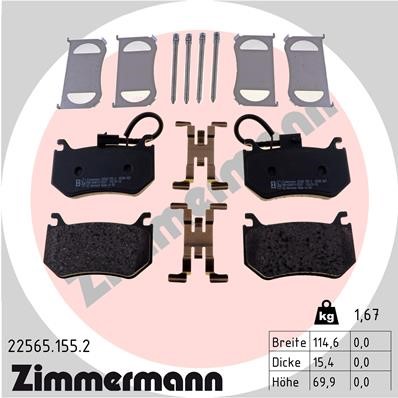Bromsbeläggsats, Bakaxel Zimmermann 22565.155.2 ZIMMERMANN