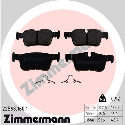 Bromsbeläggsats, Bakaxel Zimmermann 22568.160.1 ZIMMERMANN