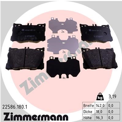 Bromsbeläggsats, Framaxel Zimmermann 22586.180.1 ZIMMERMANN