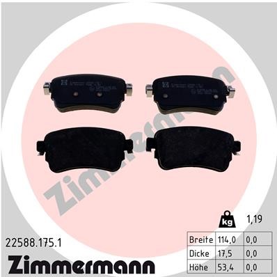 Bromsbeläggsats, Bakaxel Zimmermann 22588.175.1 ZIMMERMANN