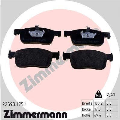 Bromsbeläggsats, Framaxel Zimmermann 22593.175.1 ZIMMERMANN