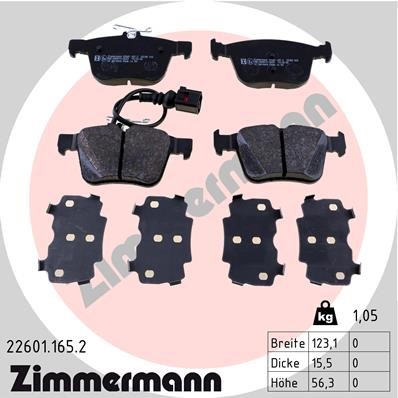 Bromsbeläggsats, Bakaxel Zimmermann 22601.165.2 ZIMMERMANN