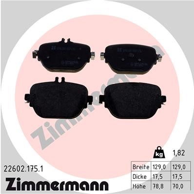 Bromsbeläggsats, Bakaxel Zimmermann 22602.175.1 ZIMMERMANN