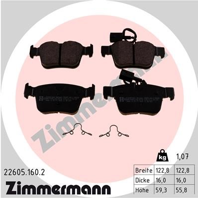 Bromsbeläggsats, Bakaxel Zimmermann 22605.160.2 ZIMMERMANN
