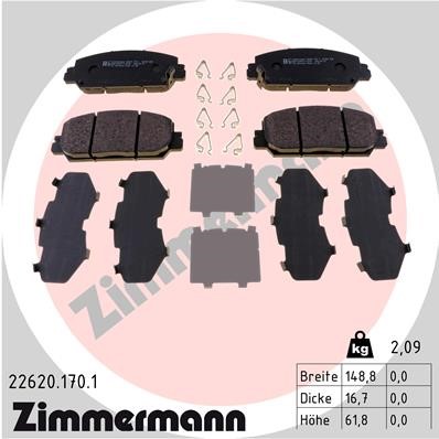 Bromsbeläggsats, Framaxel Zimmermann 22620.170.1 ZIMMERMANN