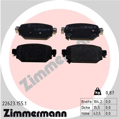Bromsbeläggsats, Bakaxel Zimmermann 22623.155.1 ZIMMERMANN