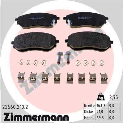 Bromsbeläggsats, Framaxel Zimmermann 22660.210.2 ZIMMERMANN