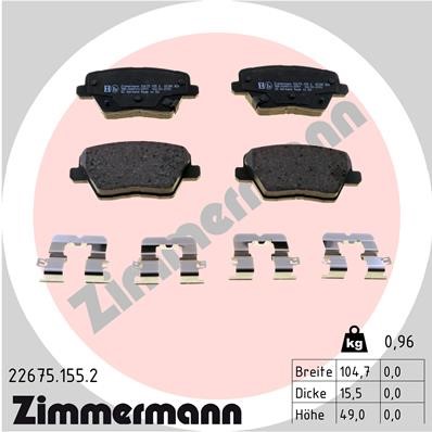 Bromsbeläggsats, Bakaxel Zimmermann 22675.155.2 ZIMMERMANN