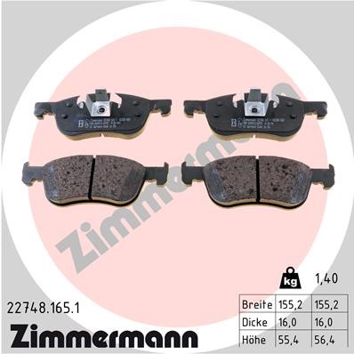 Bromsbeläggsats, Framaxel Zimmermann 22748.165.1 ZIMMERMANN