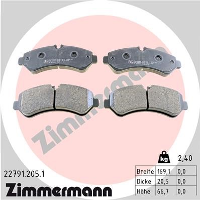 Bromsbeläggsats, Bakaxel Zimmermann 22791.205.1 ZIMMERMANN Bromsbeläggsats, Bakaxel Zimmermann 22791.205.1 ZIMMERMANN