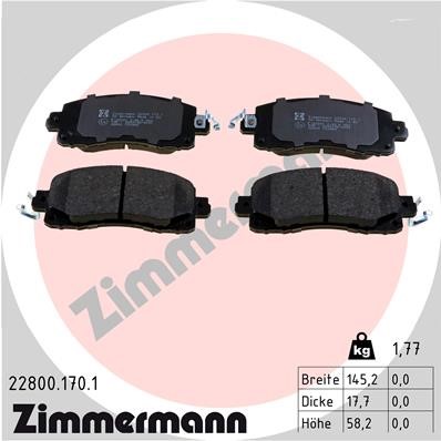 Bromsbeläggsats, Framaxel Zimmermann 22800.170.1 ZIMMERMANN