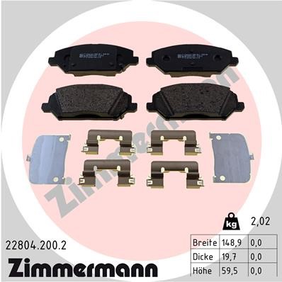 Bromsbeläggsats, Framaxel Zimmermann 22804.200.2 ZIMMERMANN