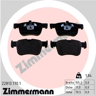 Bromsbeläggsats, Framaxel Zimmermann 22813.170.1 ZIMMERMANN