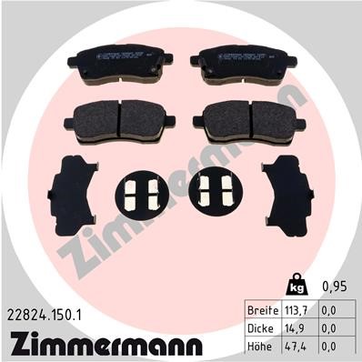 Bromsbeläggsats, Framaxel Zimmermann 22824.150.1 ZIMMERMANN