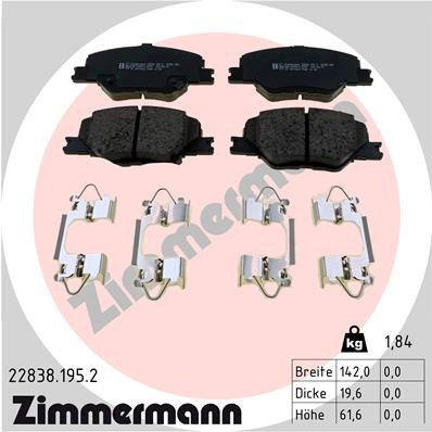 Bromsbeläggsats, Framaxel Zimmermann 22838.195.2 ZIMMERMANN