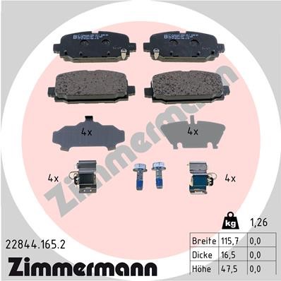Bromsbeläggsats, Bakaxel Zimmermann 22844.165.2 ZIMMERMANN
