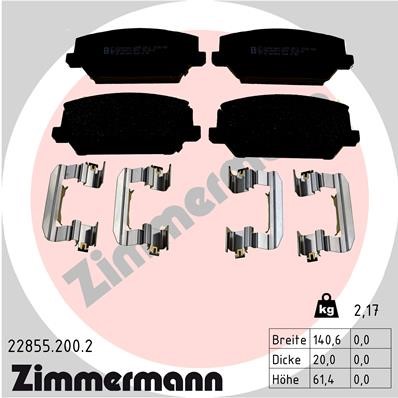 Bromsbeläggsats, Framaxel Zimmermann 22855.200.2 ZIMMERMANN