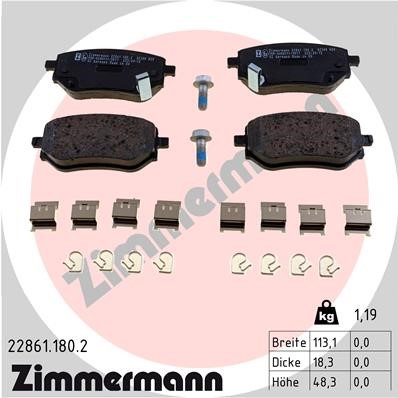 Bromsbeläggsats, Bakaxel Zimmermann 22861.180.2 ZIMMERMANN