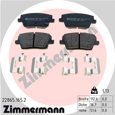 Bromsbeläggsats, Bakaxel Zimmermann 22865.165.2 ZIMMERMANN