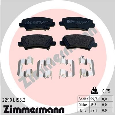 Bromsbeläggsats, Bakaxel Zimmermann 22901.155.2 ZIMMERMANN