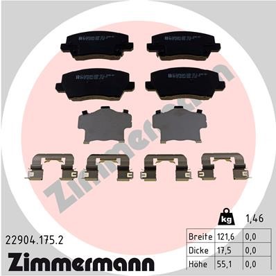Bromsbeläggsats, Framaxel Zimmermann 22904.175.2 ZIMMERMANN