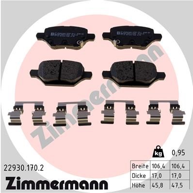 Bromsbeläggsats, Bakaxel Zimmermann 22930.170.2 ZIMMERMANN