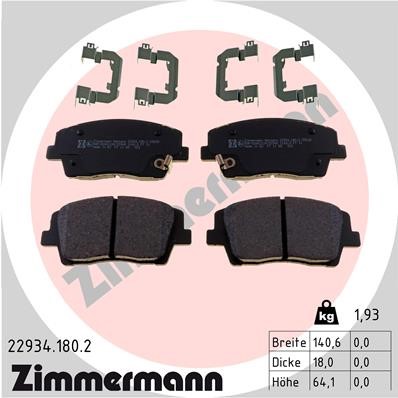 Bromsbeläggsats, Framaxel Zimmermann 22934.180.2 ZIMMERMANN