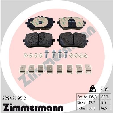 Bromsbeläggsats, Framaxel Zimmermann 22942.195.2 ZIMMERMANN