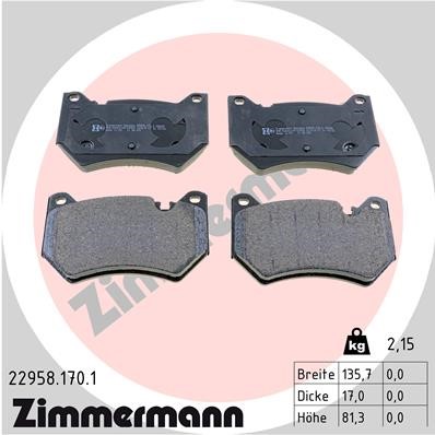 Bromsbeläggsats, Framaxel Zimmermann 22958.170.1 ZIMMERMANN