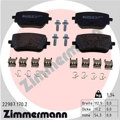 Bromsbeläggsats, Bakaxel Zimmermann 22987.170.2 ZIMMERMANN