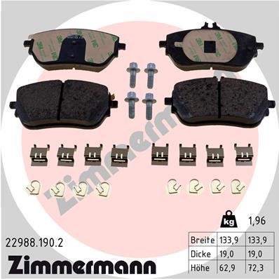 Bromsbeläggsats, Framaxel Zimmermann 22988.190.2 ZIMMERMANN