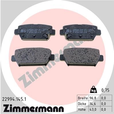 Bromsbeläggsats, Bakaxel Zimmermann 22994.145.1 ZIMMERMANN