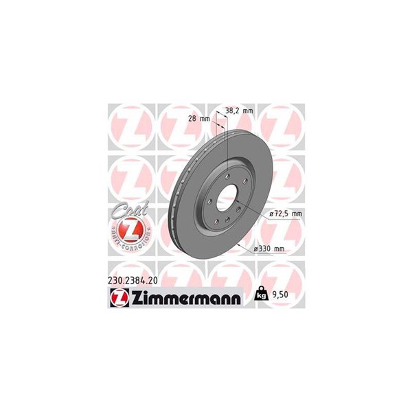 Bromsskiva Ventilerad, Framaxel Zimmermann 230.2384.20 ZIMMERMANN