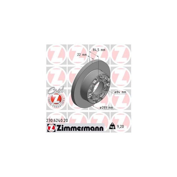 Bromsskiva Solid, Bakaxel Zimmermann 230.6240.20 ZIMMERMANN
