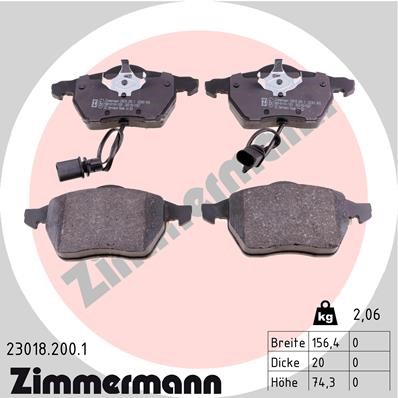 Bromsbeläggsats, Framaxel Zimmermann 23018.200.1 ZIMMERMANN
