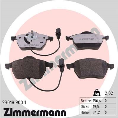 Bromsbeläggsats, Framaxel Zimmermann Rd:z 23018.900.1 ZIMMERMANN