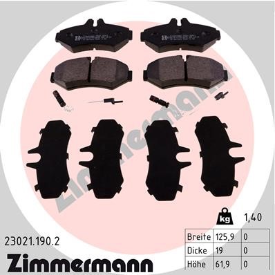 Bromsbeläggsats, Bakaxel Zimmermann 23021.190.2 ZIMMERMANN