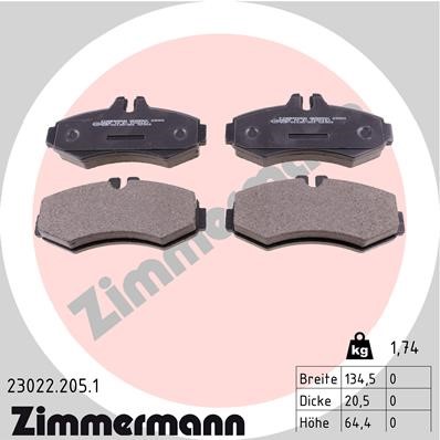 Bromsbeläggsats, Framaxel Zimmermann 23022.205.1 ZIMMERMANN