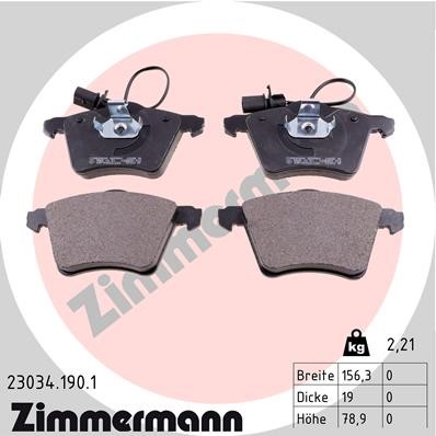 Bromsbeläggsats Ventilerad, Framaxel Zimmermann 23034.190.1 ZIMMERMANN