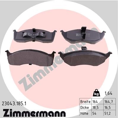 Bromsbeläggsats, Framaxel Zimmermann 23043.185.1 ZIMMERMANN