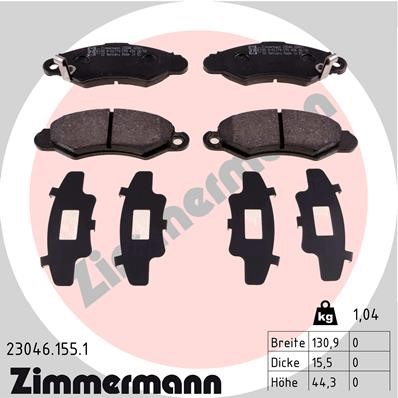 Bromsbeläggsats, Framaxel Zimmermann 23046.155.1 ZIMMERMANN