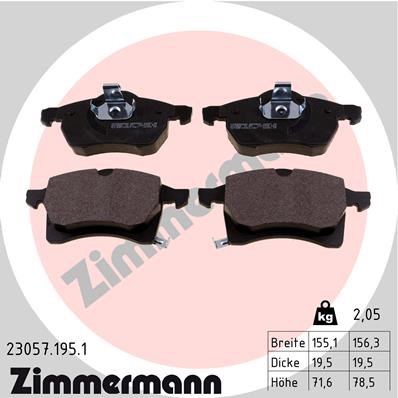 Bromsbeläggsats, Framaxel Zimmermann 23057.195.1 ZIMMERMANN