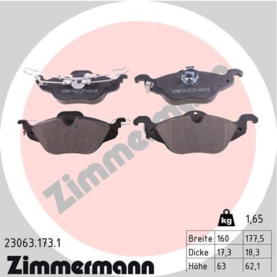 Bromsbeläggsats, Framaxel Zimmermann 23063.173.1 ZIMMERMANN