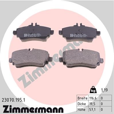 Bromsbeläggsats, Framaxel Zimmermann 23070.195.1 ZIMMERMANN