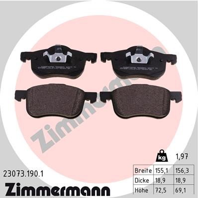 Bromsbeläggsats, Framaxel Zimmermann 23073.190.1 ZIMMERMANN