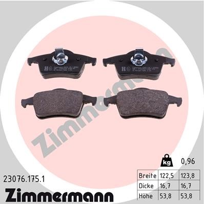 Bromsbeläggsats, Bakaxel Zimmermann 23076.175.1 ZIMMERMANN